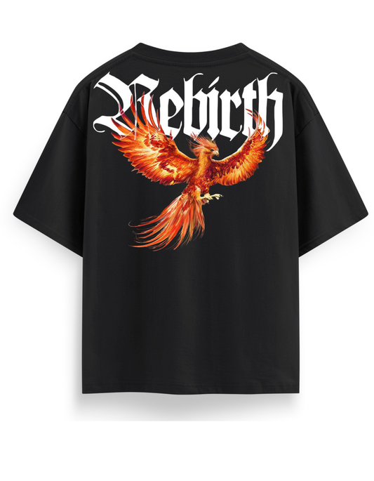 Rebirth Drop Limited 
Black Oversized Tee – 240 GSM Super Premium Double Bio Wash